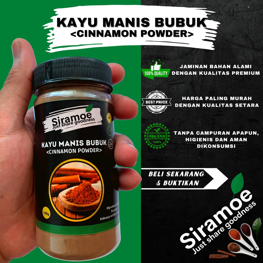 

Siramoe - Kayu Manis Bubuk Asli 105 gr Cinamon Powder Buat Cinnamon Roll Wedang Dan Sirup Serbuk Halus Murni Tanpa Campuran Kualitas Premium Herbal Organik Termurah Untuk Jamu Jsr Jurus Sehat Rasulullah Rasa Rempah Nusantara