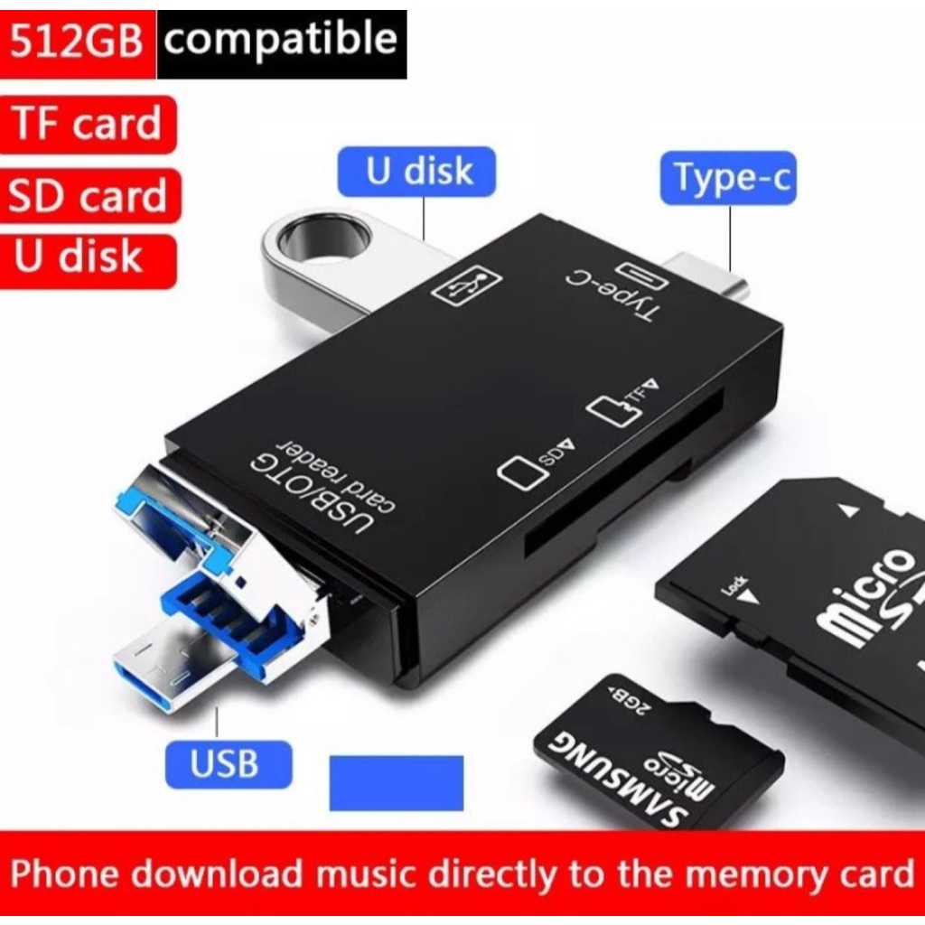 OTG USB 6 IN1 MICRO USB / TYPE C CARD READER FUNCTION