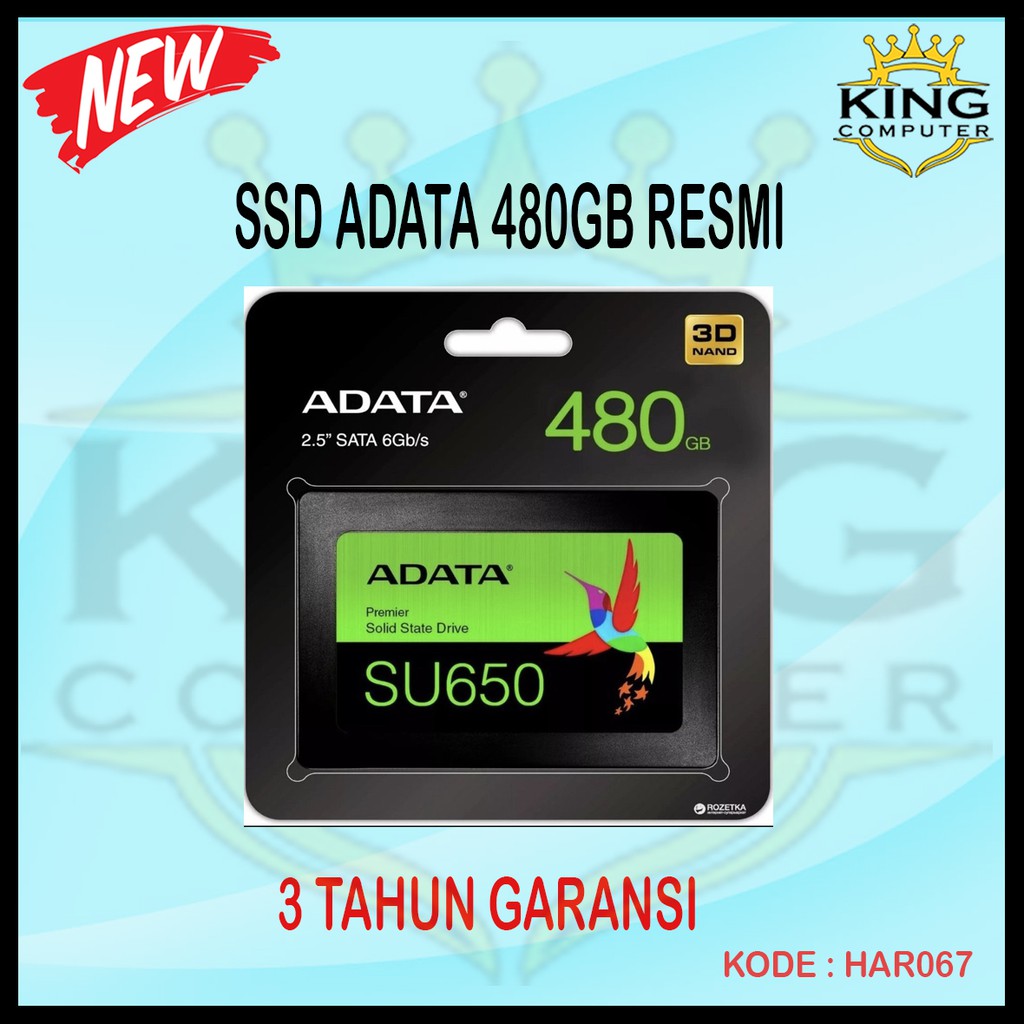 SSD ADATA 480GB INTERNAL 2.5 SATA III RESMI