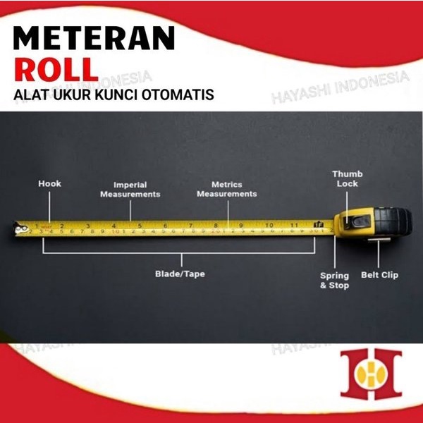 Meteran Otomatis Roll Meter Alat Ukur Tukang Bangunan Measuring Tape