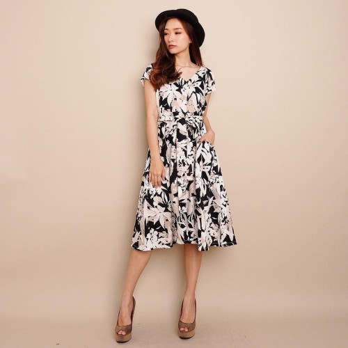 MIDI SUMMER PATTERN DRESS - SUMMER PATTERN DRESS
