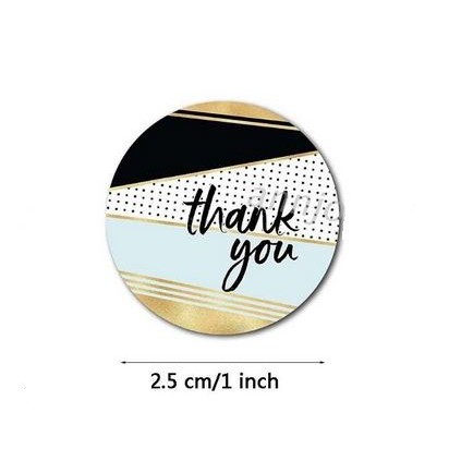 Paper Tags - 1&quot; Floral Round &quot;Thank You&quot; Sticker #04 (10 Pcs)