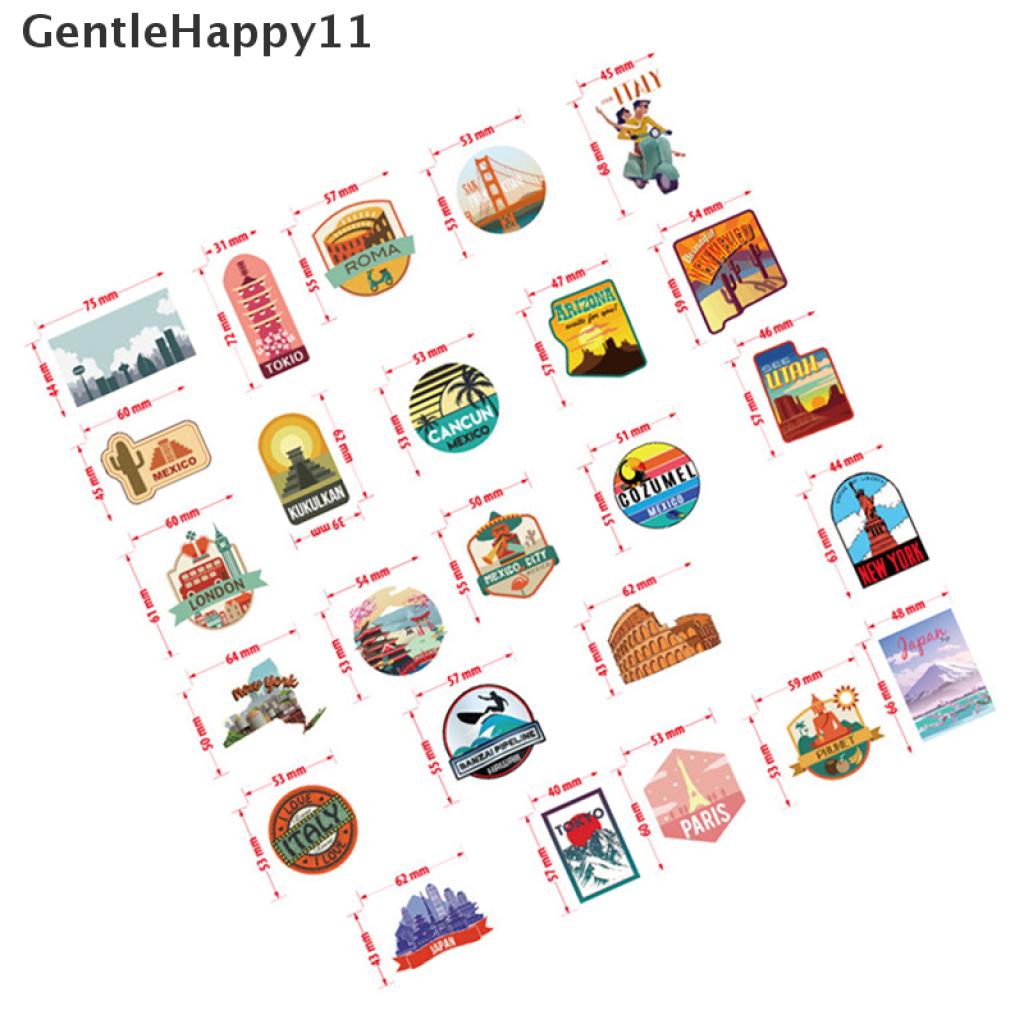 Gentlehappy 50pcs / Set Stiker Graffiti Motif Kartun Pemandangan Kota Anti Air Untuk Dekorasi Koper / Travel