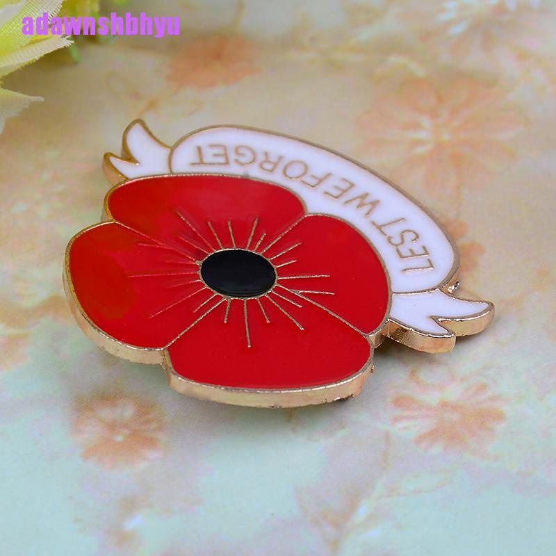 Bros pin Enamel Bentuk Bunga poppy Warna Merah