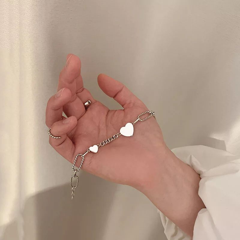 Perhiasan wanita gelang rantai cap kunci hati