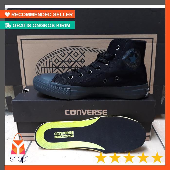CUCI GUDANG  Sepatu All Star Converse Hitam Full Tinggi Murah