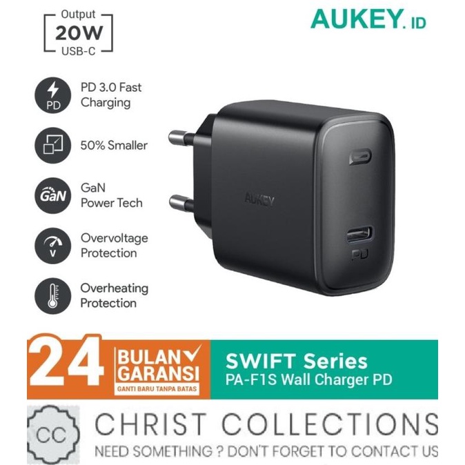 AUKEY KEPALA CHARGER 20W FAST CHARGE PORT TYPE C IPHONE 12 &amp; ANDROID