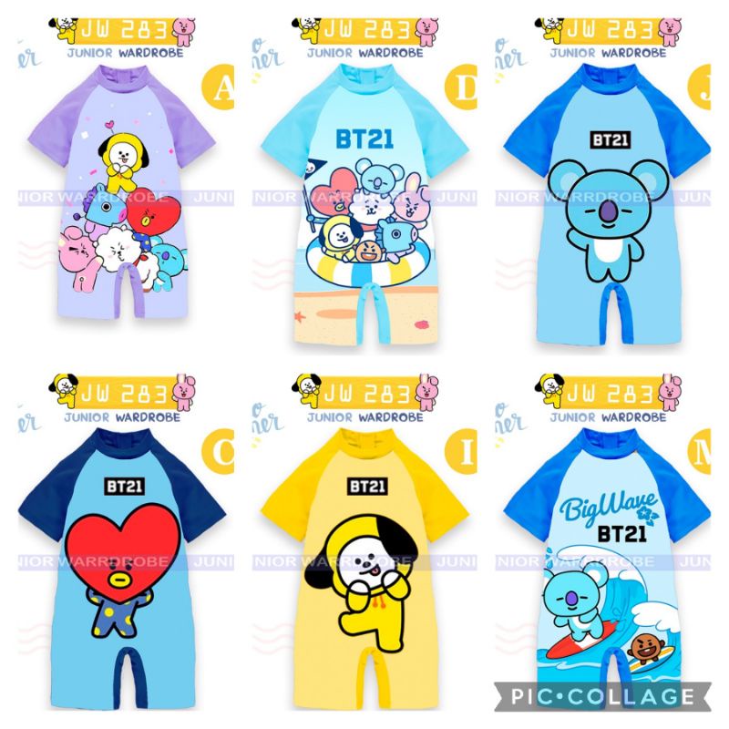 JW 283 DIGITAL PRINTING BT21 SWIMWEAR BAJU RENANG ANAK 2-13th IMPORT