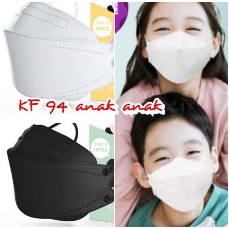 DR ITC KF94 FILT CARE ANAK POLOS PUTIH HITAM - MASKER KF94 ANAK KIDS EVO 4PLY WARNA