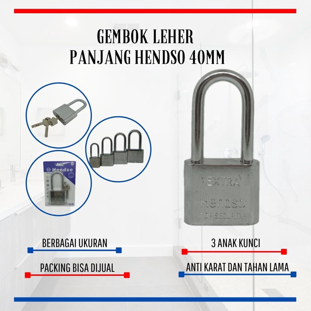 Gembok Putih Leher Pendek / Leher Panjang 40mm Crome