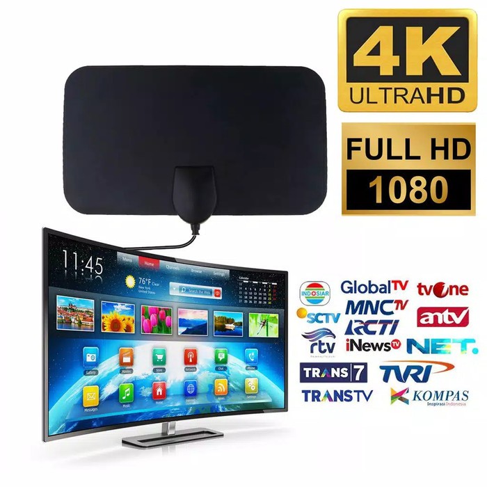 ANTENA TV DIGITAL INDOOR4K High Gain 25dB DVB-T2 PENANGKAP SINYAL CHANNEL DALAM RUANGAN TELEVISI