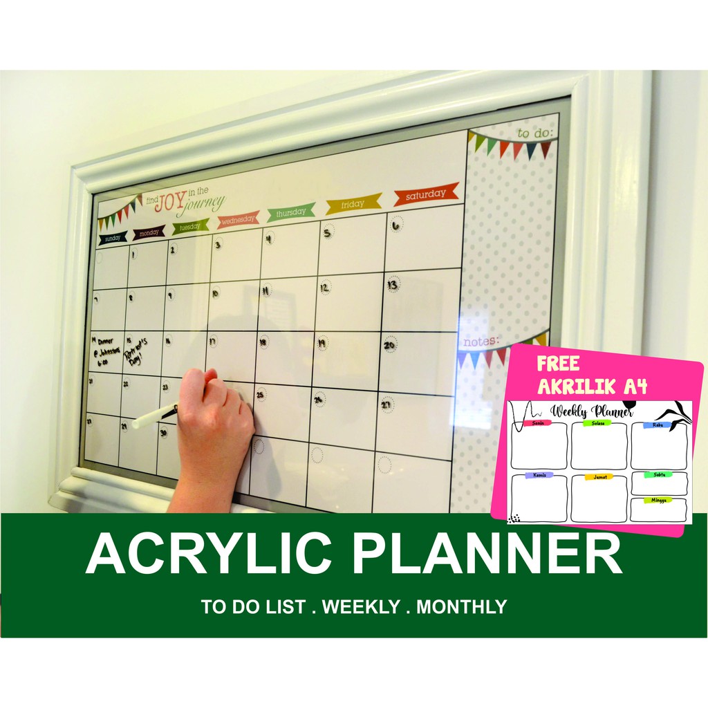 

A1 [ 80 X 60 ] CUSTOM AKRILIK / ACRYLIC TO DO LIST / MONTHLY / WEEKLY PLANNER UKURAN JUMBO