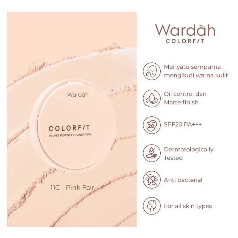 Wardah Colorfit Velvet Powder Foundation (bedak)