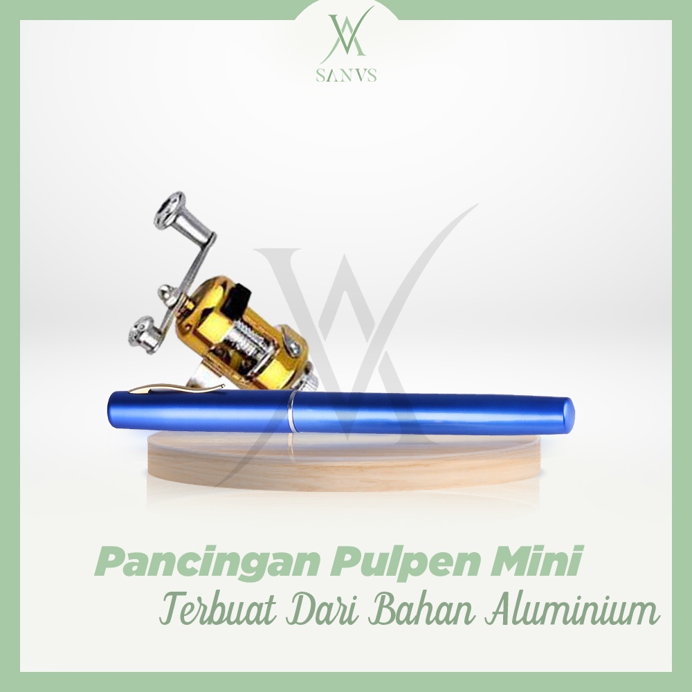 Joran Pancing Pulpen Free Reel Kecil Pancingan Pulpen Mini Fishing Rod Pen Portable Import Original Bergaransi - SANUS.ID-PANCING BIRU