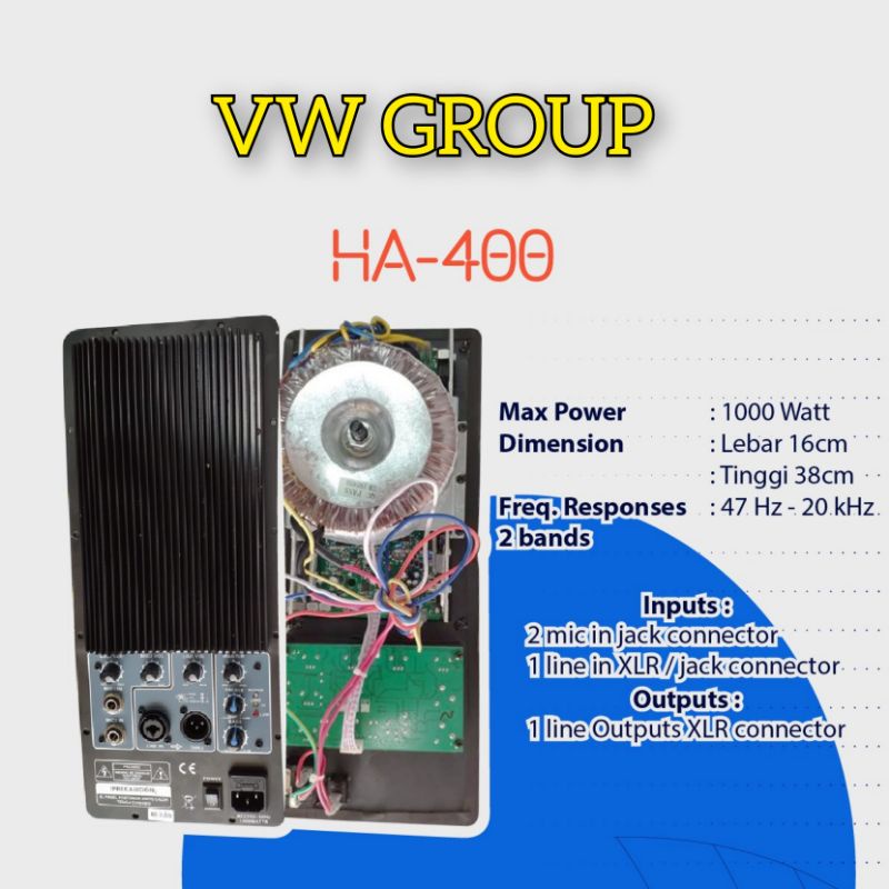 power kit aktif / mesin speaker aktif import  Model Huper 1000 Watt  16x38 HA 400