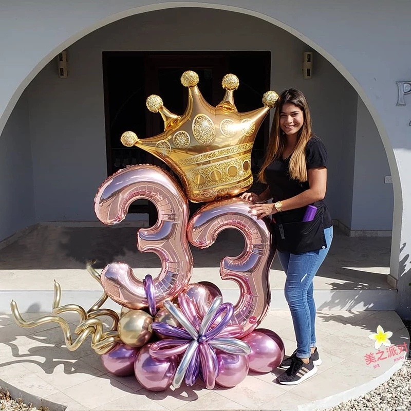 1pc Balon Bentuk Mahkota Princess Bahan Aluminum Warna Emas Ukuran Besar Untuk Dekorasi Pesta Ulang Tahun