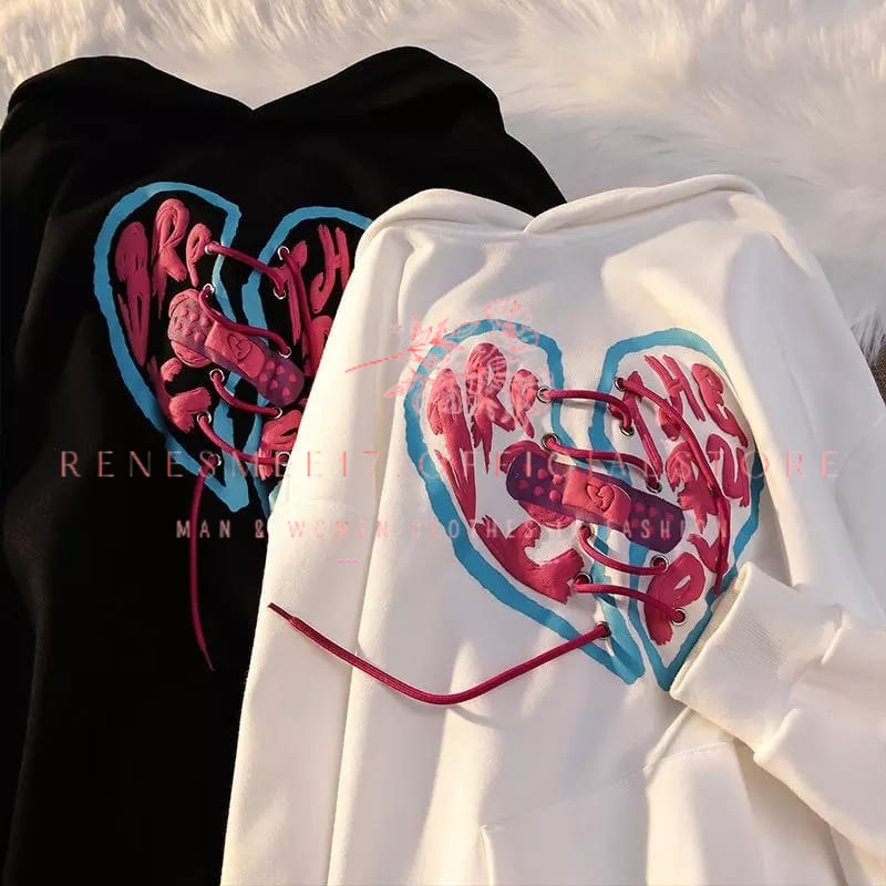 RENESMEE17.OFFICIALSTORE_ BROKEN HEART SWEATER HODIE BAHAN FLEECE