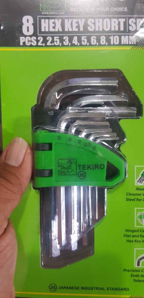 Tekiro Kunci L Set Pendek 8pcs Hex Key Short Set Original