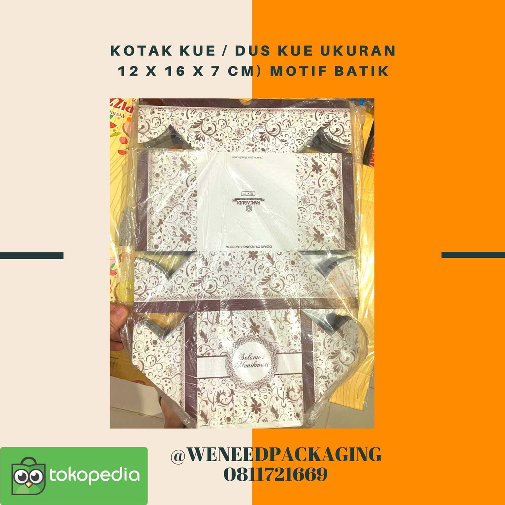 

kotak kue / dus kue ukuran 12 x 16 x 7 cm motif batik