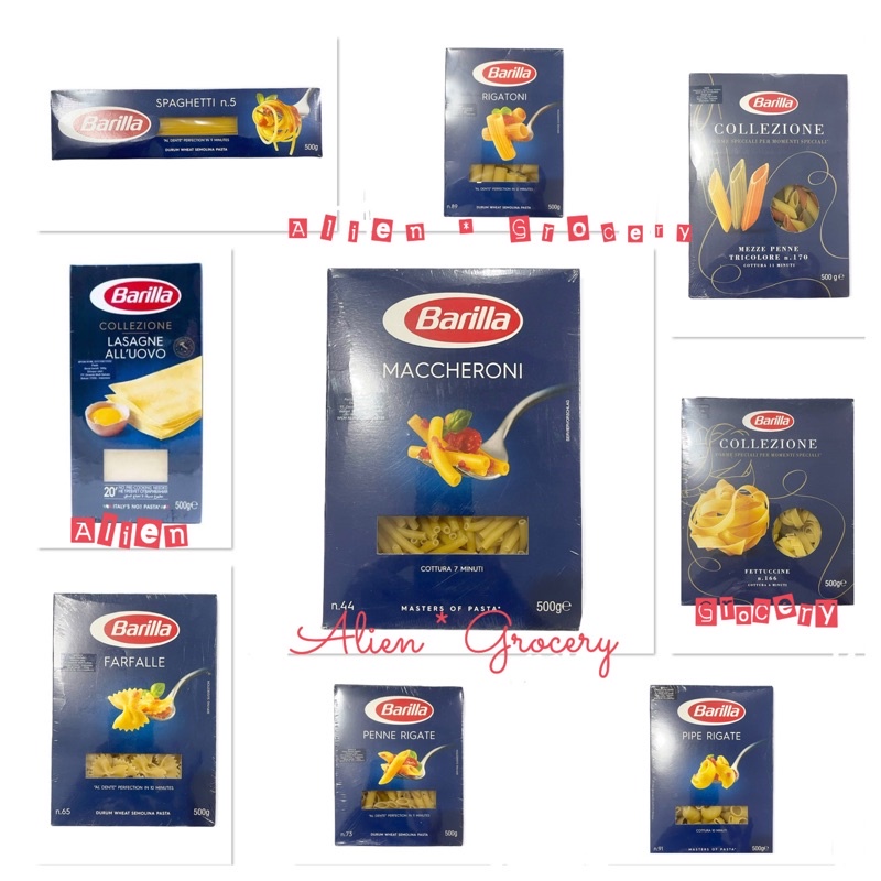 

Barilla Pasta Spaghetti Maccheroni Farfalle Penne Rigate Rigatoni Pipe Rigate Mezze Penne Tricolore Fettuccine Lasagna Uovo 500gr