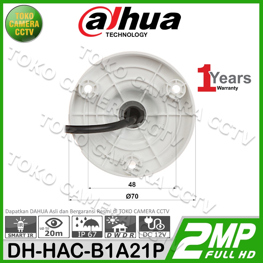 KAMERA CCTV OUTDOOR 2MP DAHUA HAC-B1A21 HDCVI CAMERA CCTV