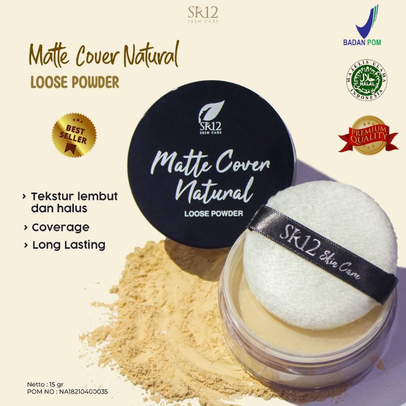 Loose Powder SR12 Bedak Tabur Wajah Matte Cover Natural Make Up