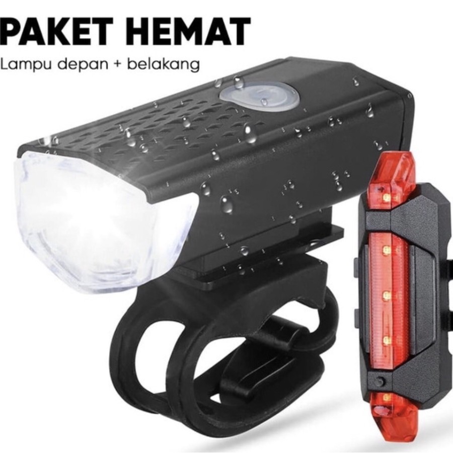 Paket 2in1 Lampu Sepeda Depan &amp; Belakang