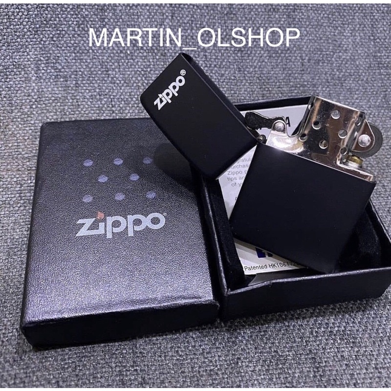 Korek Api Zippo Matte Hitam Logo Atas Grade Ori