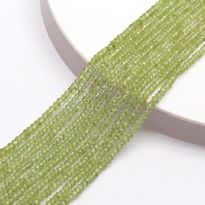 MANIK MANIK BATU PERIDOT 3 - 3.5 mm BENTUK ROUNDELL BAHAN UNTUK GELANG DAN KALUNG | MANIK BATU ALAM 