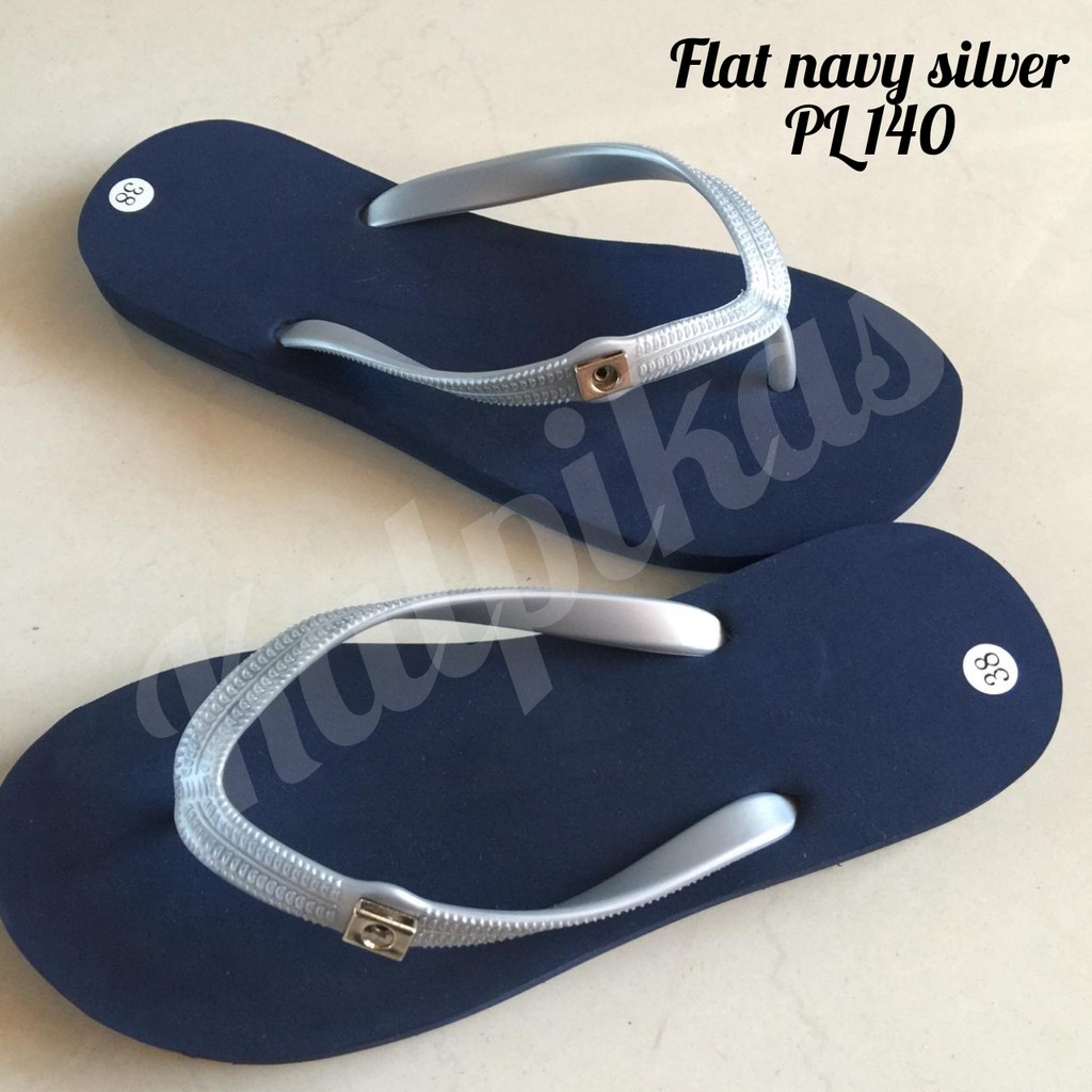 Sandal Popits KW Flat Navy Silver  by Joline