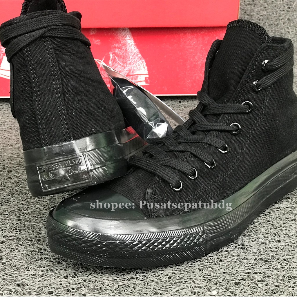 CONVERSE 70S HIGH EGRET ALL BLACK FULL HITAM