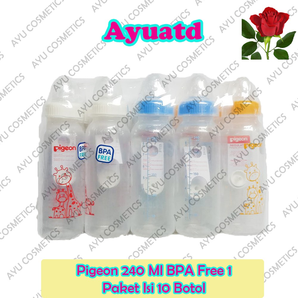 Botol Susu Bayi Pigeon 240 Ml BPA Free 1 Paket Isi 10 Botol