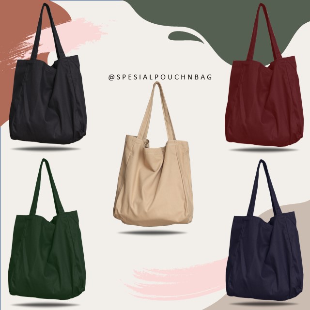 Totebag Tote Bag Tas Jinjing Tas Cangklong Besar SPNB Kanvas Kode POLOS
