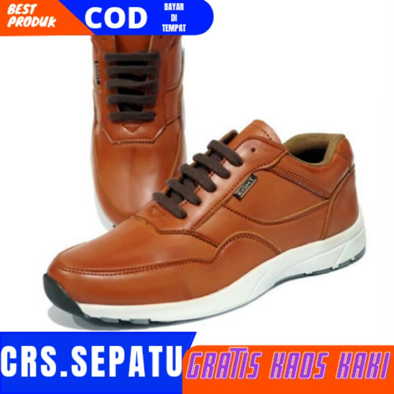 Sepatu Sneakers Pria Dewasa Kulit Asli Leather Men Casual Santai Hangout Gaya Terbaru Murah