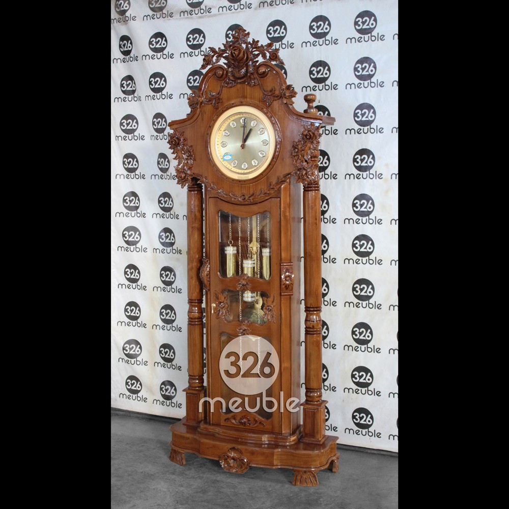 Lemari Jam Hias Mahkota Bunga, Lemari Jam Hias Jati