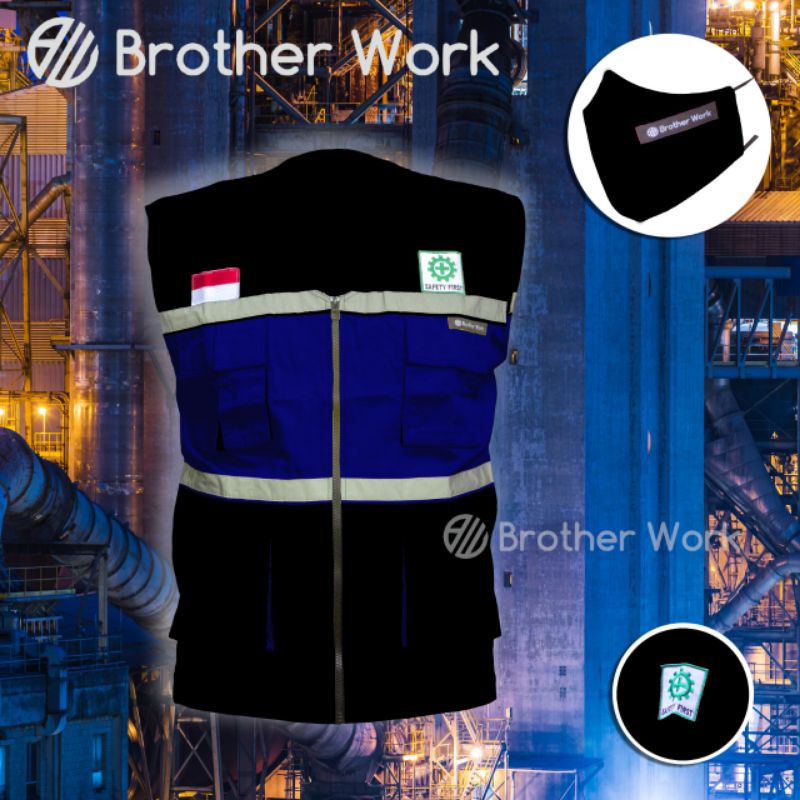 rompi safety hitam benhur - rompi kerja - rompi kerja bagus - rompi kerja keren - rompi safety - rom