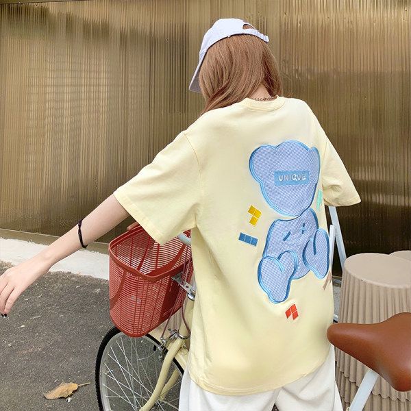 [littlecrab] Kaos Oversize Teddy Bear Tetris Soft Colorful T-shirt Playful Beruang Lucu Unik Kaos Berkualitas Cute Tshirt Couple Unisex Gambar Bear Besar Lucu Bordir Puzzle Tetris Unique Street Style Korean Style