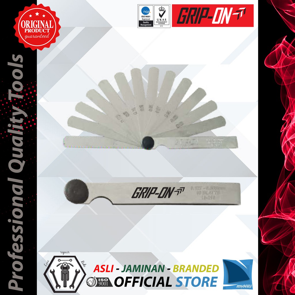 Alat Ukur Celah Klep 0.05 - 1 mm Isi 13 Pisau Feeler Gauge Blades GRIP-ON