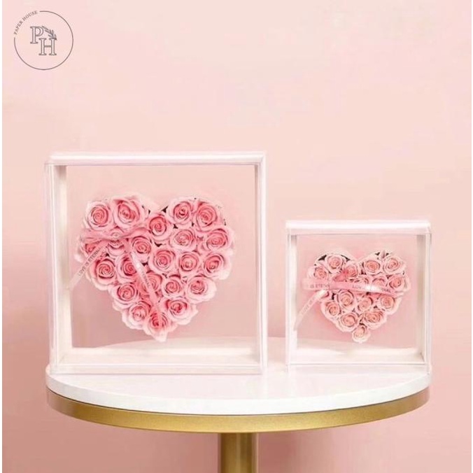 

[COD] Heart Shaped Acrylic Flower Box PINK / Kotak Bunga Akrilik Hati [COD]