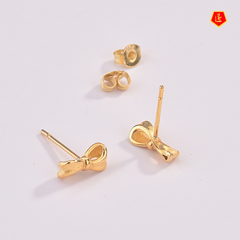 [Ready Stock]Minimalist Bowknot Gold Earrings