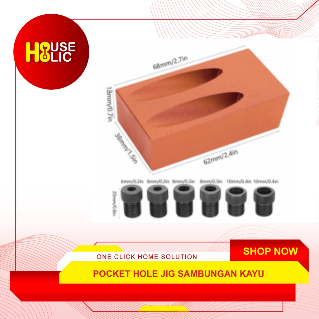 Pocket Hole Jig Set 14pcs Alat Sambungan Kayu Dowel Hole Jig Magnetic