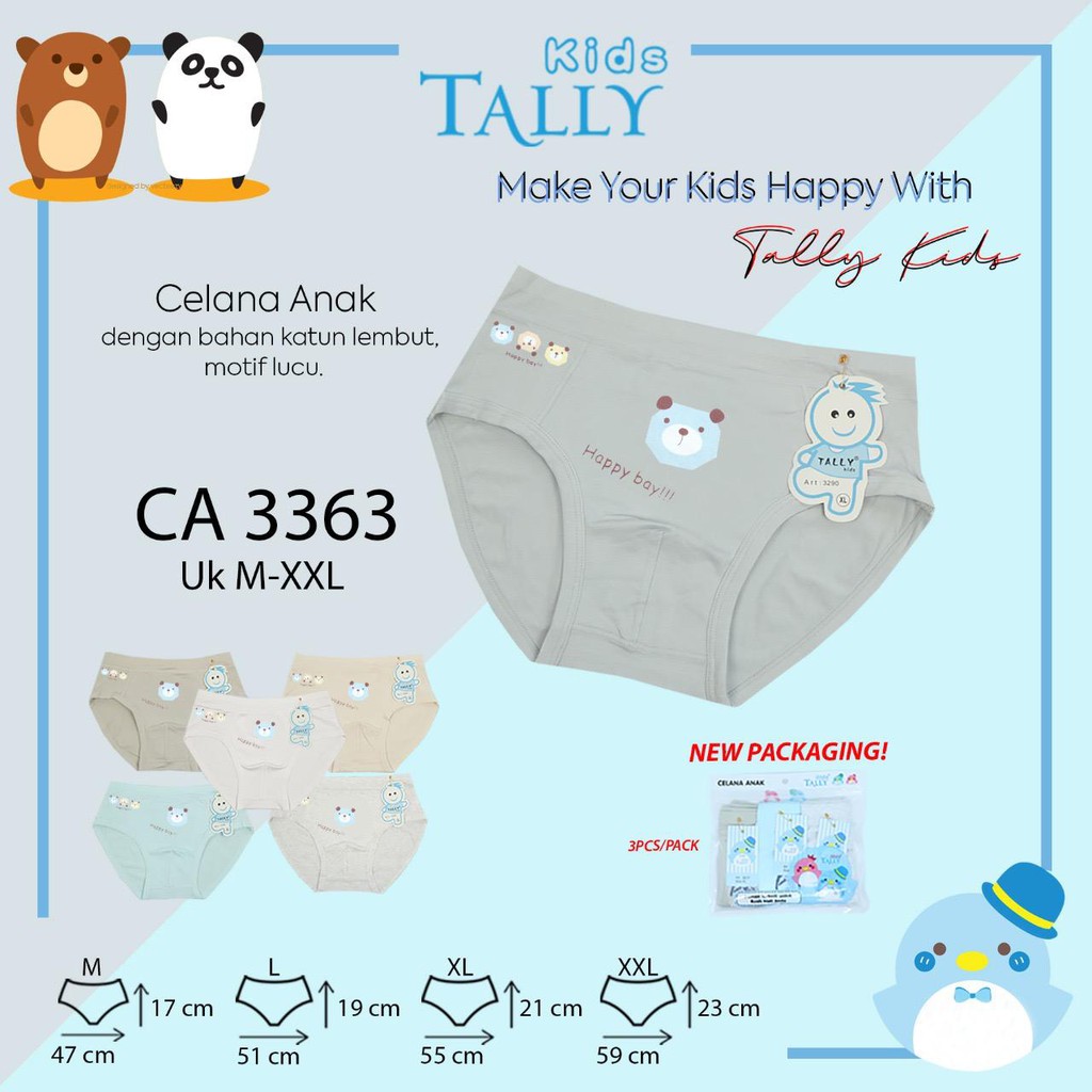 TALLY KIDS BOY 3363 | CD CELANA DALAM ANAK COWOK LAKI-LAKI SEGITIGA | BAHAN KATUN I SIZE M - XXL