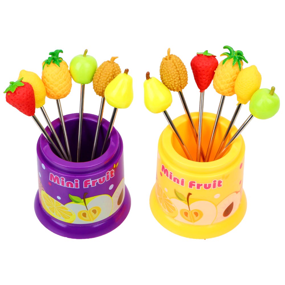 Garpu buah Garpu Mini Garpu Kue Stainless Tusuk buah MINI FRUITS FORK BOX - Motif Buah