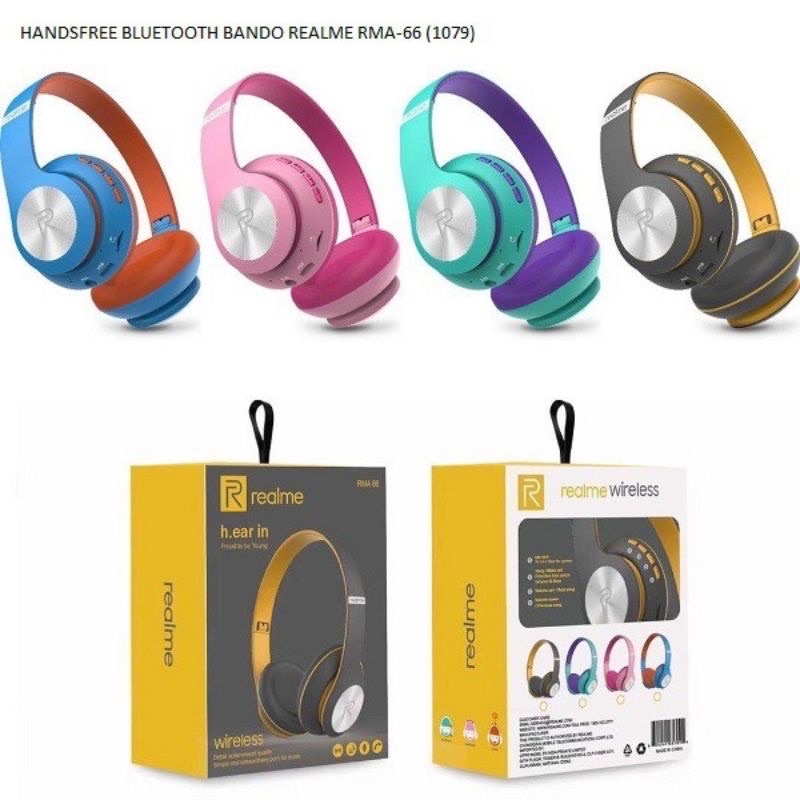 HEADPHONE BLUETOOTH REALME WIRELESS 66 BT LED/ HEADSET BLUETOOTH REALME RMA 66BT