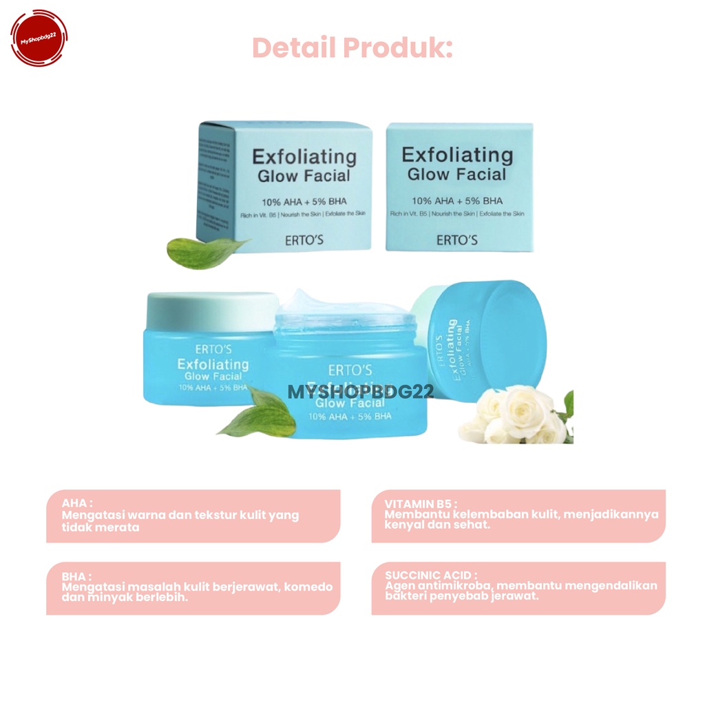 Ertos Exfoliating Glow Facial Perlengkapan Perawatan Eksafoliasi Kulit Wajah By Myshopbdg22