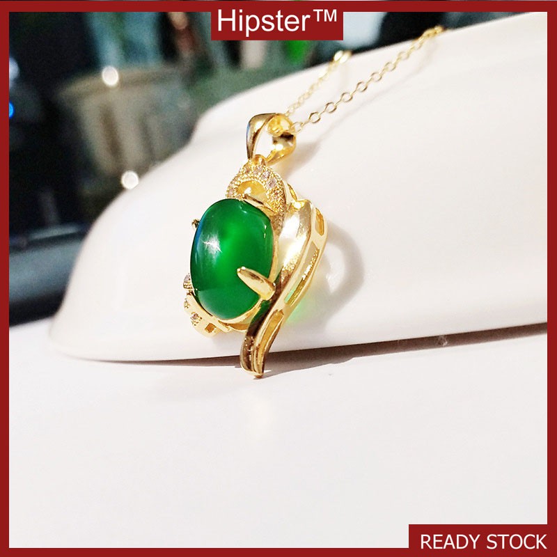 Hot Sale Light Luxury Hollow Natural Emerald Pendant Full Diamond Necklace