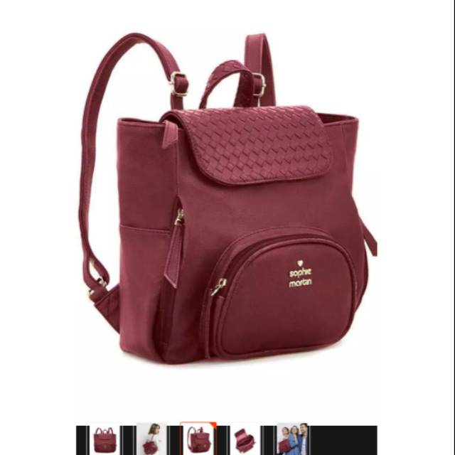 Tas ransel backpack Sophie Paris warna maroon