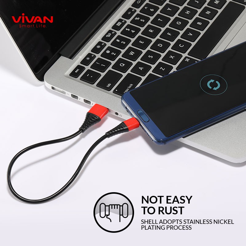 VIVAN Kabel Data USB Micro (100cm) + Kabel Type C (30cm) + Kabel iPhone (100cm) Garansi 1 Tahun