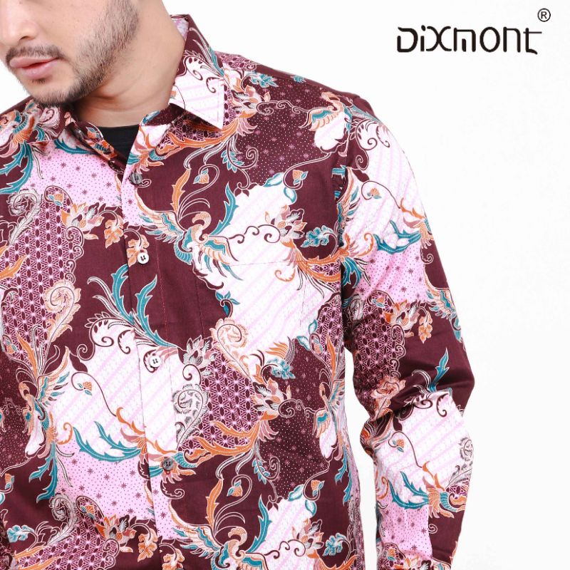 Dixmont Kemeja Pria Batik Panjang Hem BL03421