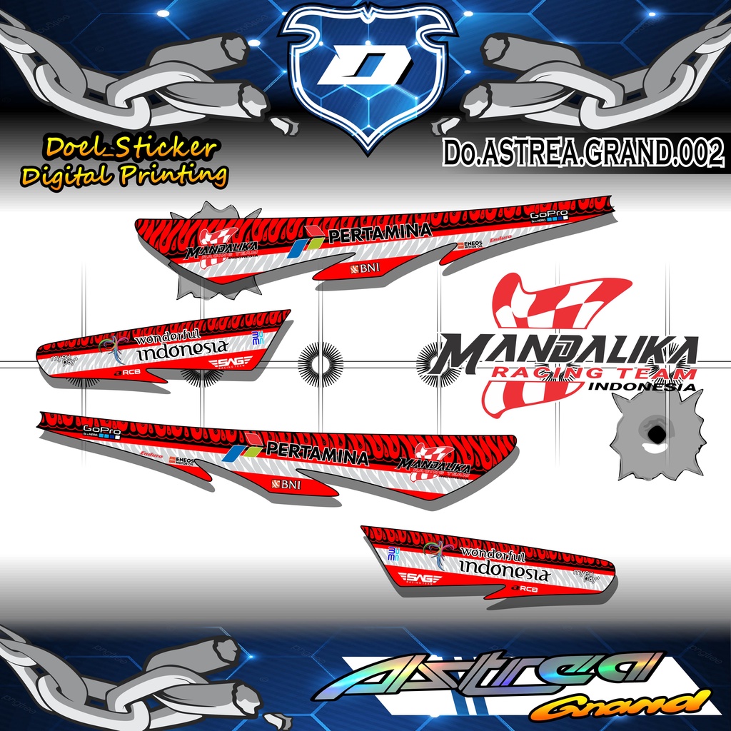 (COD)STRIPING STICKER LIST VARIASI MOTOR HONDA ASTREA GRAND MANDALIKA RACING 02